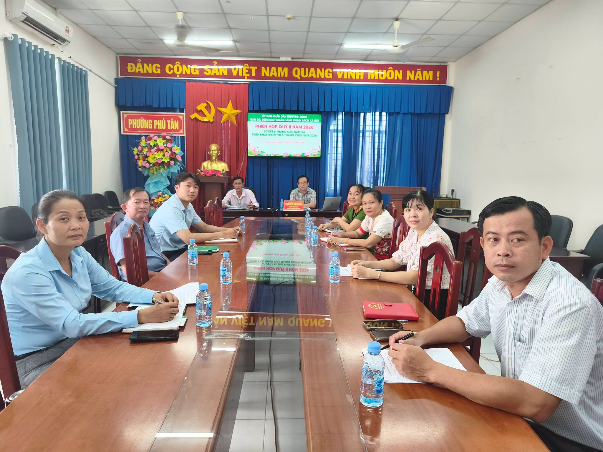 Phường Phú Tân: Tham dự Hội nghị trực tuyến Ban đại diện Hội đồng quản trị Ngân hàng Chính sách xã hội tỉnh sơ kết hoạt động 6 tháng đầu năm 2026